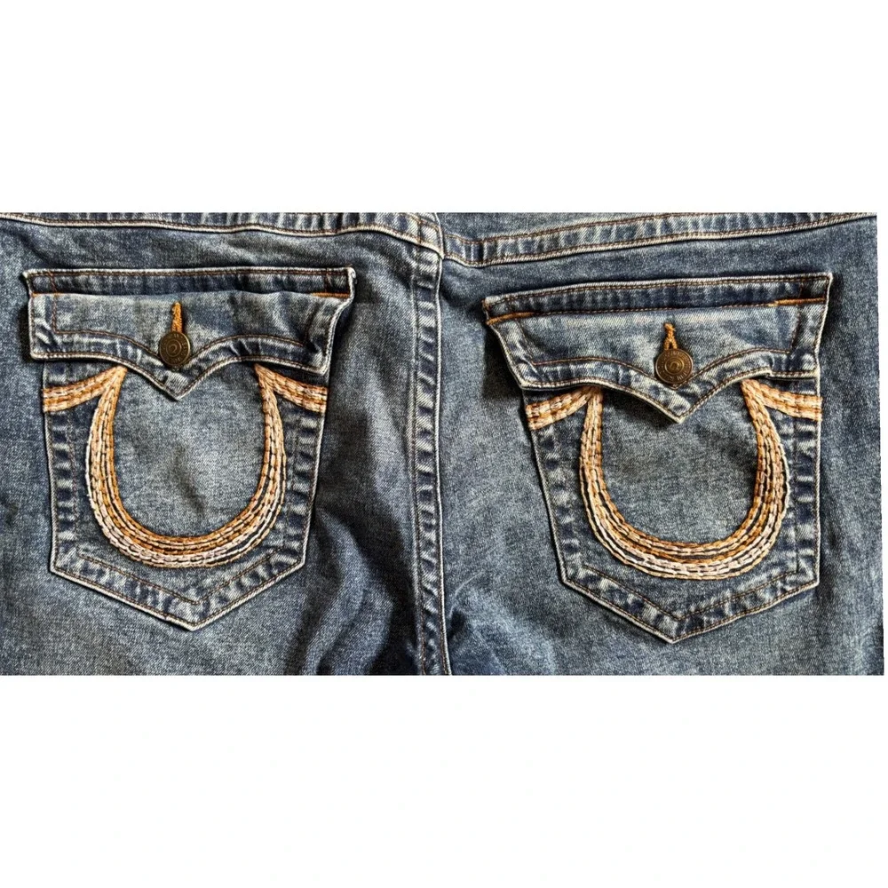 True Religion Rocco Shorts Mens 40 Flap Pocket Contrast Stitch Denim Skinny‎